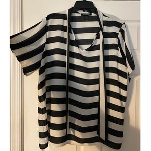 *New* striped sheer blouse w/ attached tie